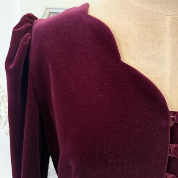 Vintage Laura Ashley Cranberry Velvet Dress - Picture 3 of 16